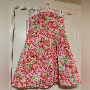 Lilly Pulitzer Ferra Call me Kitty Strapless Dress. Women's Size 4.